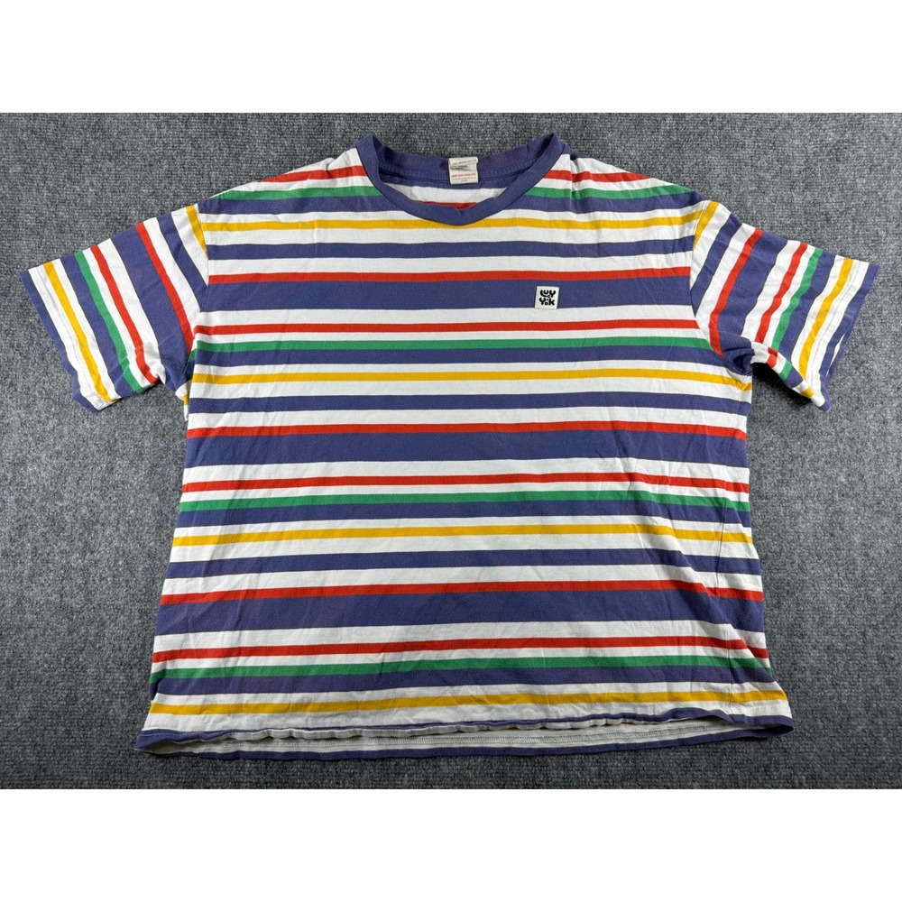 Lucy & Yak T-Shirt Unisex Medium Multi-Color Good Rainbow Striped Organic Cotton